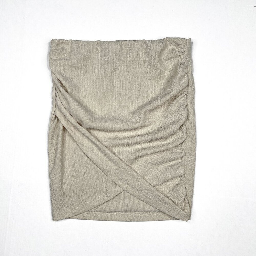 Free People Angie Wrap Ivory Ruched Stretch Tulip Mini‎ Skirt Size XS - NWOT - Picture 3 of 8